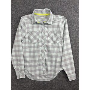 Pearl Izumi Shirt Womens Medium Gray‎ Check Long Sleeve Button Up Cycling Casual